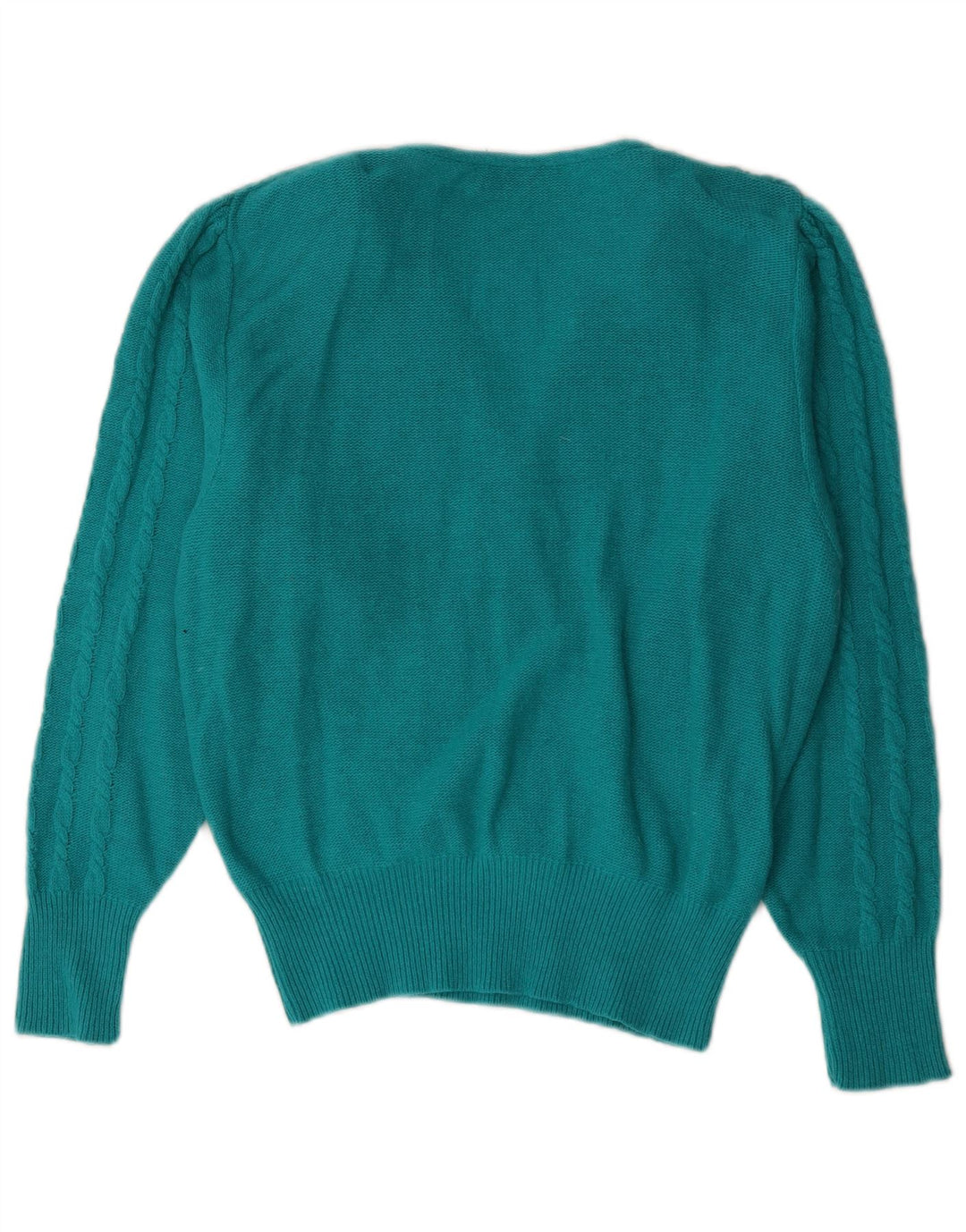 Vintage Womens V-Neck Jumper Sweater UK 14 Large Blue Wool