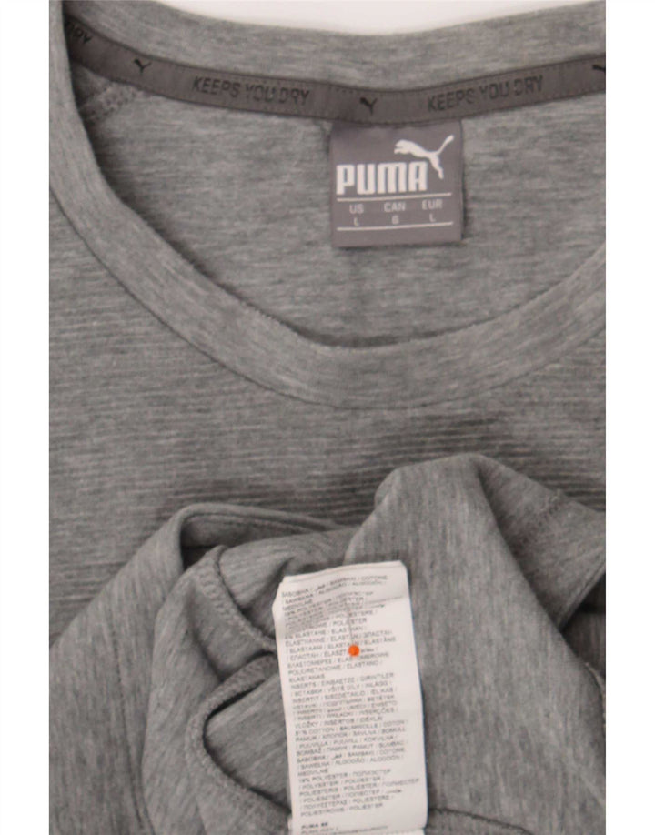 Puma Mens Top Long Sleeve Large Grey Colourblock Cotton
