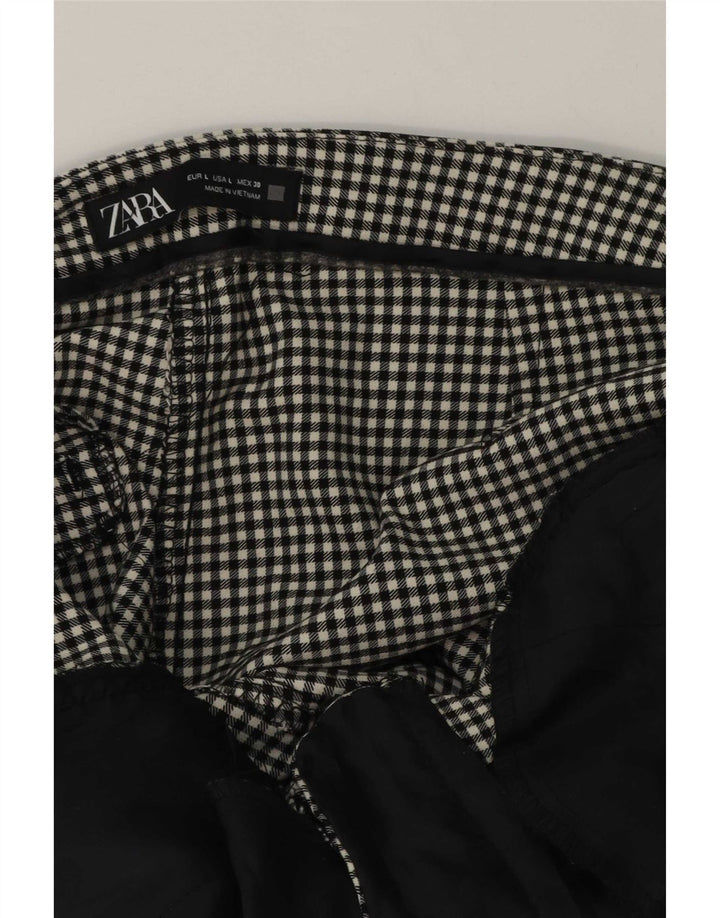 Zara Womens Slim Chino Trousers Large W30 L27 Grey Gingham