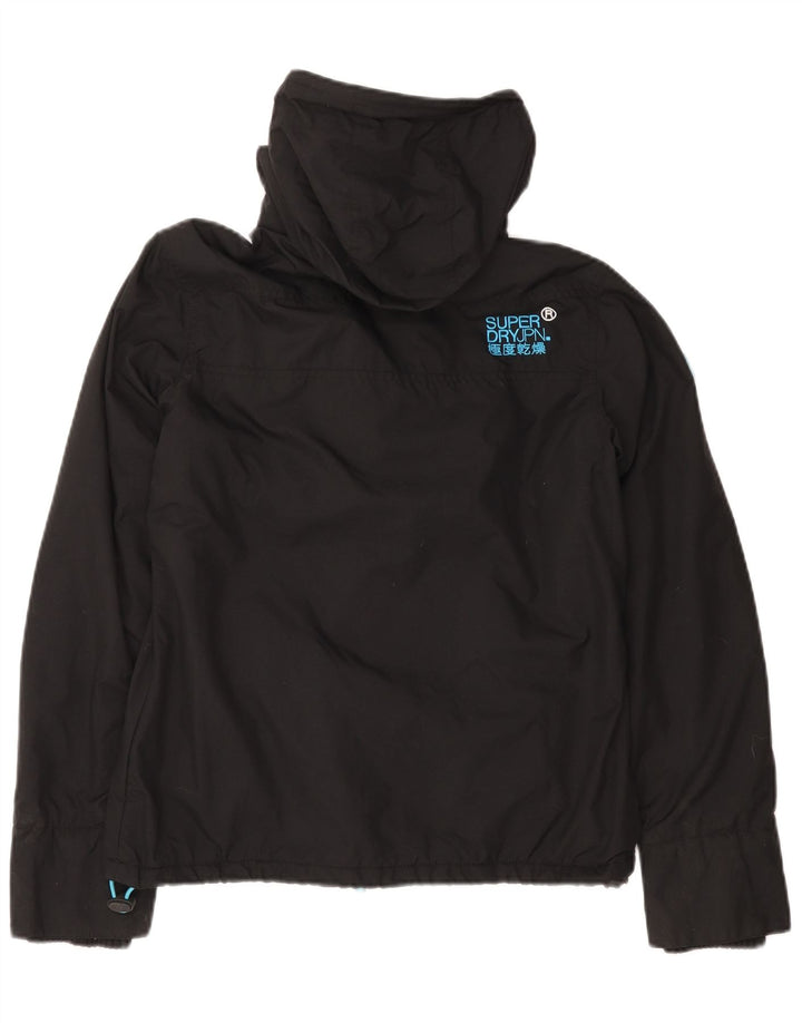 Superdry Womens Windcheater Hooded Windbreaker Jacket UK 14 Medium Black
