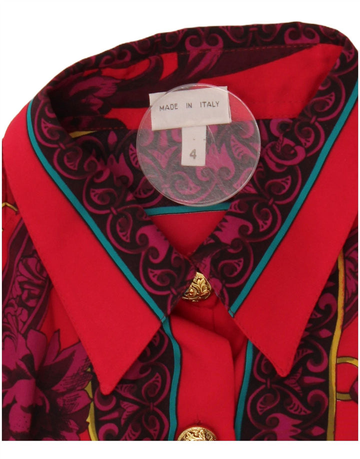 Vintage Womens Shirt Blouse UK 14 Large Red Floral