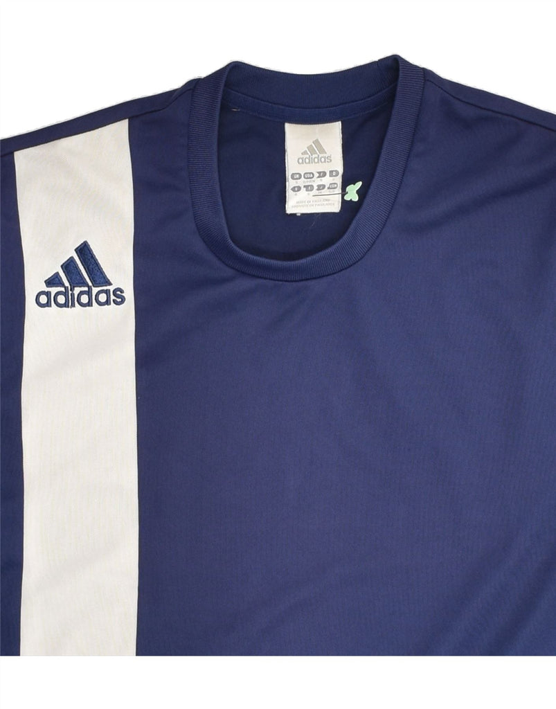 ADIDAS Mens T-Shirt Top Small Navy Blue Polyester | Vintage Adidas | Thrift | Second-Hand Adidas | Used Clothing | Messina Hembry 