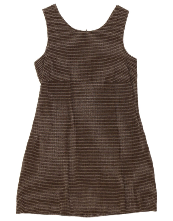 Germano Zama Womens Sleeveless Sheath Dress UK 8 Small Brown Check Viscose