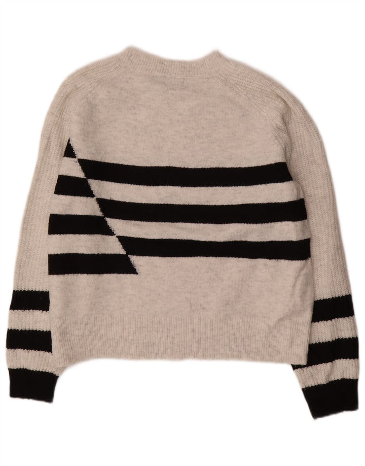 MARKS & SPENCER Womens Boat Neck Jumper Sweater UK 14 Medium White Striped