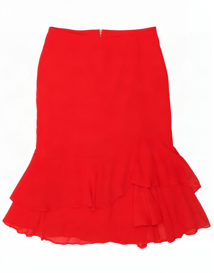 Marks & Spencer Womens Ruffle Skirt UK 12 Medium W32 Red Polyester