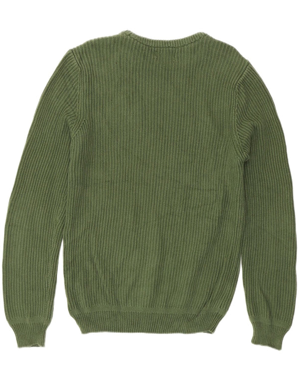 Zara Mens Crew Neck Jumper Sweater Medium Green Cotton