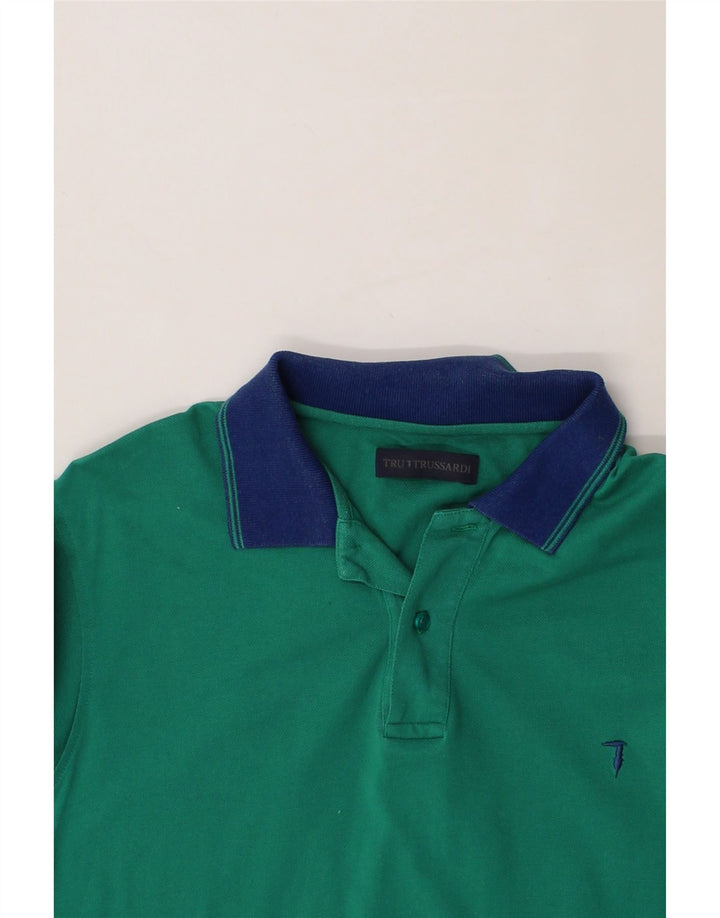 TRUSSARDI Mens Polo Shirt Medium Green Cotton Vintage Trussardi and Second-Hand Trussardi from Messina Hembry 