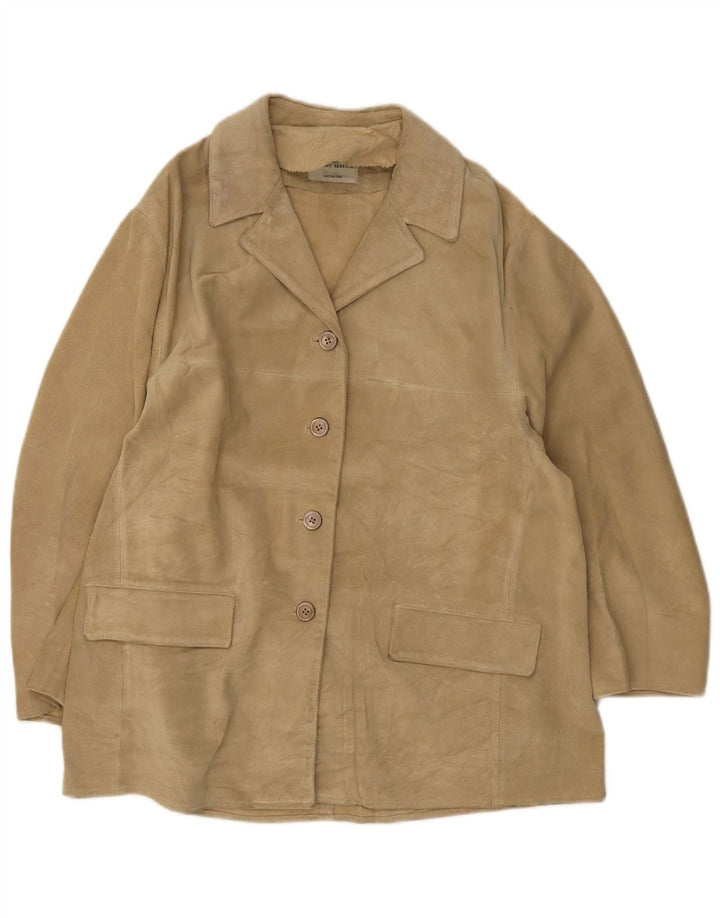 Massimo Rebecchi Womens 4 Button Suede Blazer Jacket UK 14 Medium Beige