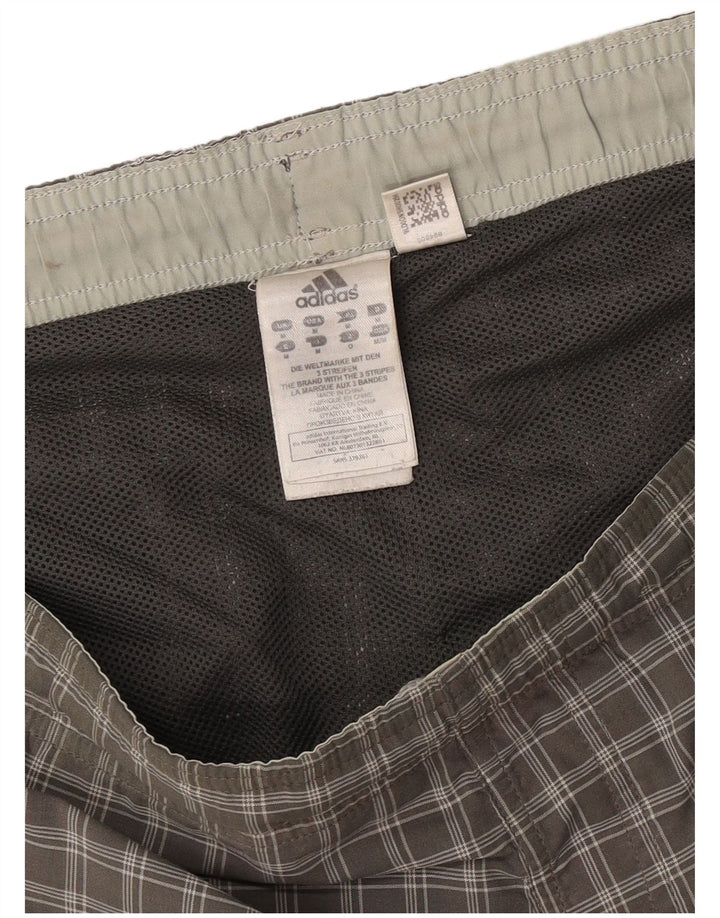 Adidas Mens Swimming Shorts Medium  Grey Check Polyester