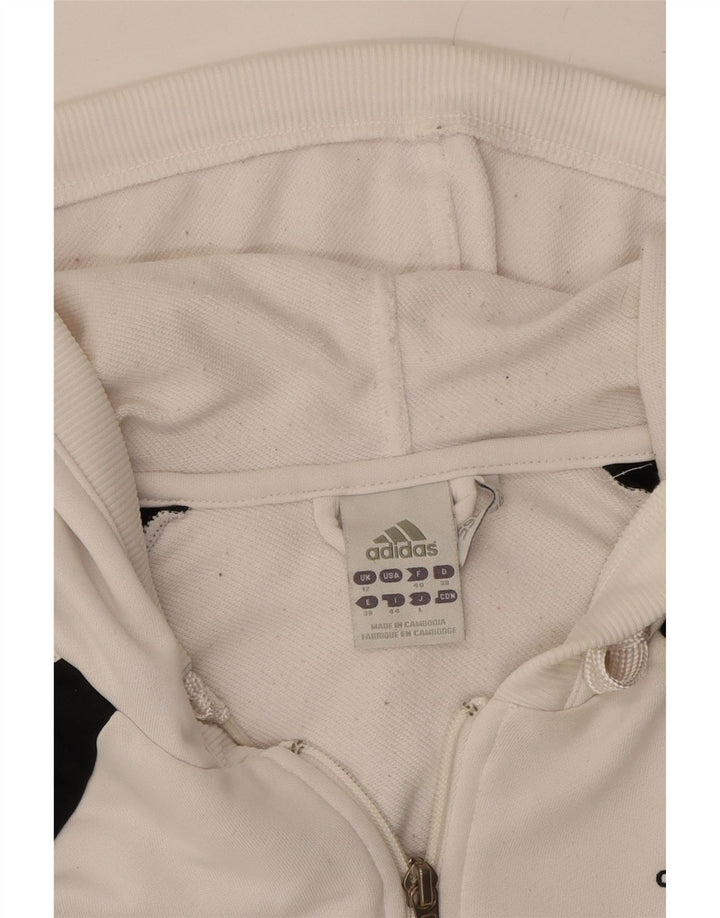 ADIDAS Womens Zip Hoodie Sweater UK 12 Medium  White Colourblock Polyester Vintage Adidas and Second-Hand Adidas from Messina Hembry 