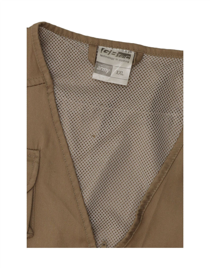 VINTAGE Mens Utility Gilet UK 44 2XL Beige Polyester
