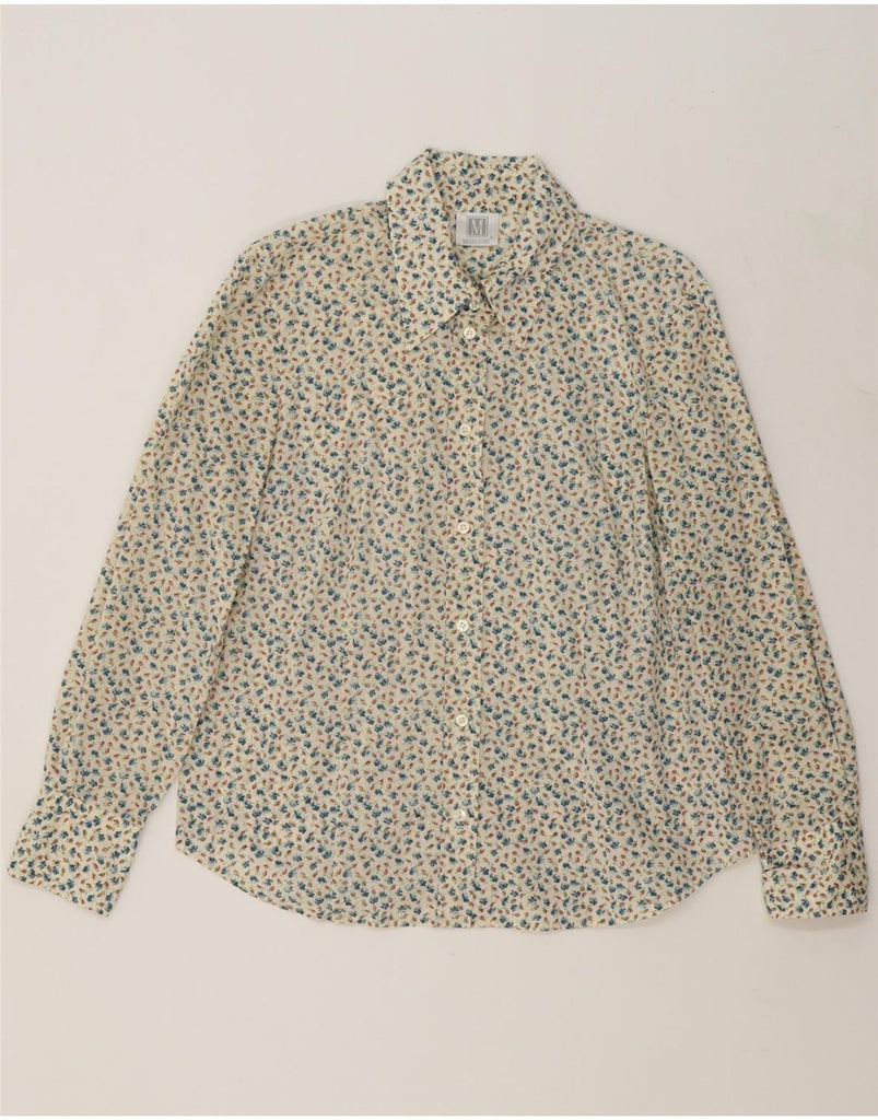 MADELEINE Womens Shirt UK 16 Large Off White Floral Cotton Vintage Madeleine and Second-Hand Madeleine from Messina Hembry 