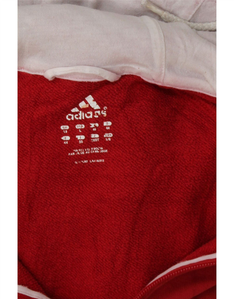 ADIDAS Womens Graphic Zip Hoodie Sweater UK 18 XL  Red Cotton Vintage Adidas and Second-Hand Adidas from Messina Hembry 