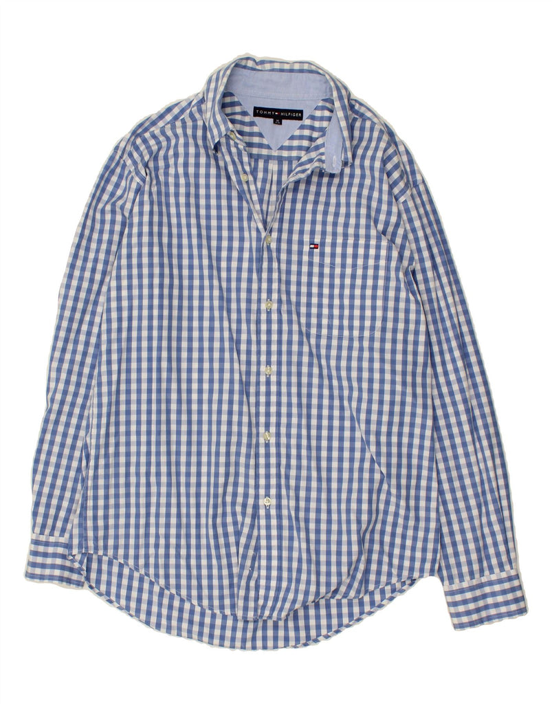 TOMMY HILFIGER Mens Shirt Medium Blue Gingham Cotton Vintage Tommy Hilfiger and Second-Hand Tommy Hilfiger from Messina Hembry 