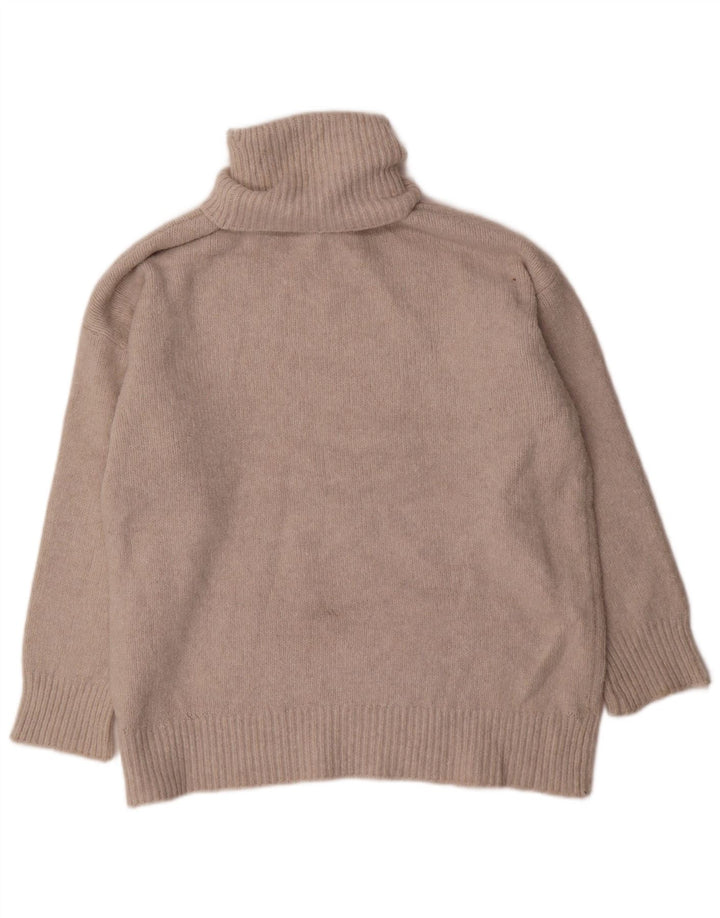 Zara Womens Oversized Roll Neck Jumper Sweater UK 14 Medium Beige Polyester
