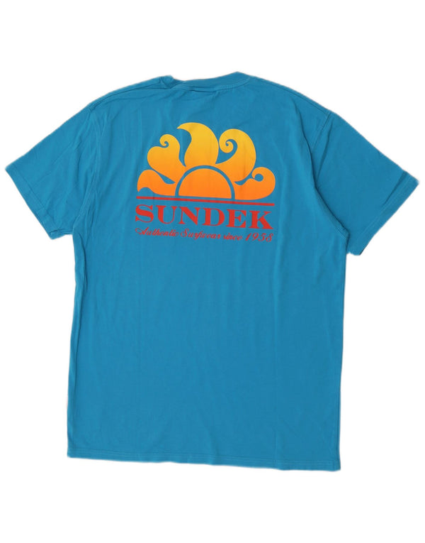 Sundek Mens Graphic T-Shirt Top Large Blue Cotton