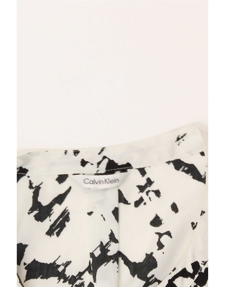 Calvin Klein Womens Abstract Pattern Blouse Top UK 16 Large White