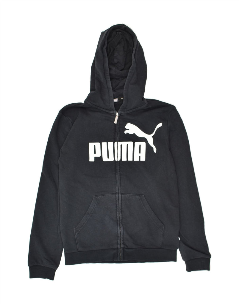 PUMA Boys Graphic Zip Hoodie Sweater 13-14 Years Black Cotton | Vintage Puma | Thrift | Second-Hand Puma | Used Clothing | Messina Hembry 