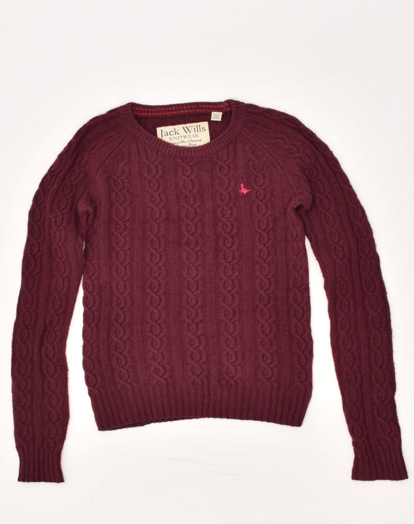 JACK WILLS Womens Crew Neck Jumper Sweater UK 8 Small  Burgundy | Vintage Jack Wills | Thrift | Second-Hand Jack Wills | Used Clothing | Messina Hembry 