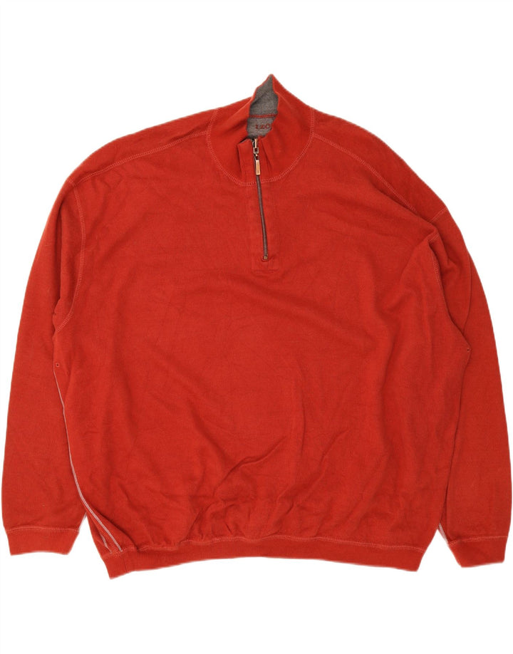 IZOD Mens Loose Fit Zip Neck Jumper Sweater 2XL Red Cotton Vintage Izod and Second-Hand Izod from Messina Hembry 
