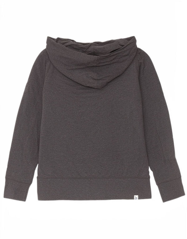 Puma Womens Button Neck Hoodie Jumper UK 10 Small Grey Cotton