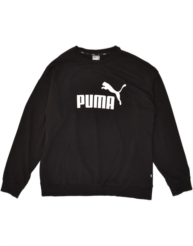 PUMA Womens Loose Fit Graphic Sweatshirt Jumper UK 18 XL Black Cotton | Vintage Puma | Thrift | Second-Hand Puma | Used Clothing | Messina Hembry 