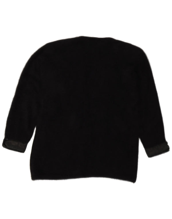 Renato Balestra Womens Open Cardigan Sweater UK 14 Medium Black Angora