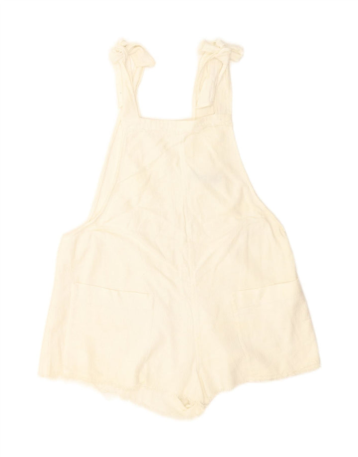 Zara Womens Dungarees Shorts Medium W36 Off White Cotton