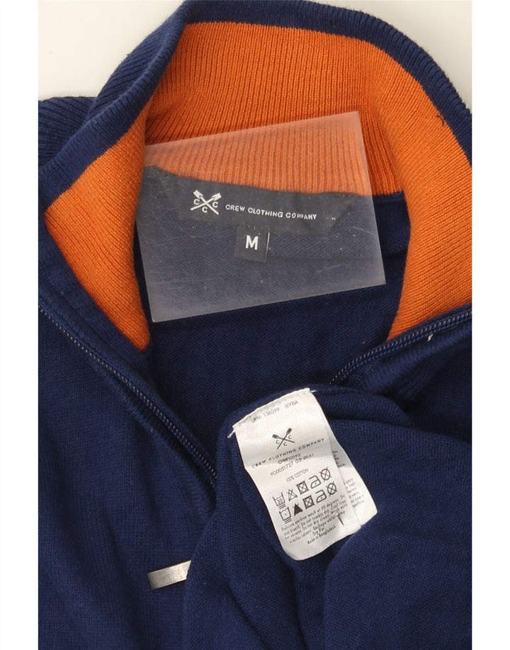 Crew Clothing Mens Zip Neck Jumper Sweater Medium Navy Blue Cotton