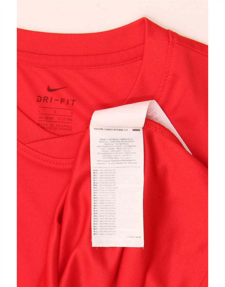 Nike Boys Dri Fit T-Shirt Top 12-13 Years Large Red Polyester