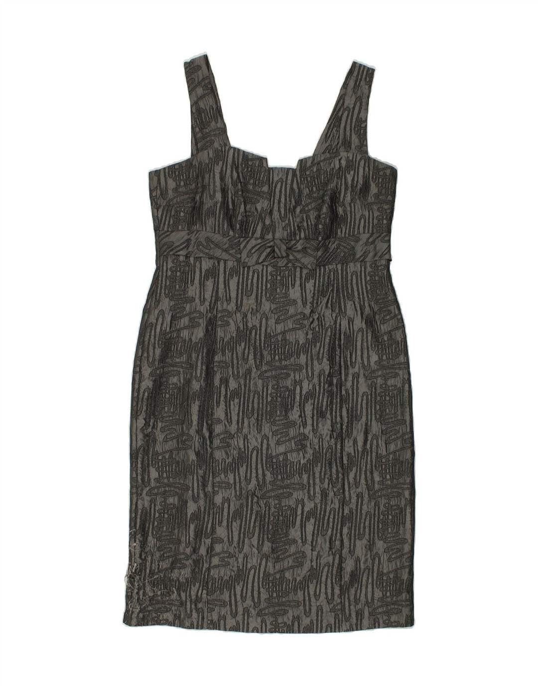 VINTAGE Womens Abstract Pattern Sleeveless Sheath Dress UK 16 Large Grey Vintage Vintage and Second-Hand Vintage from Messina Hembry 