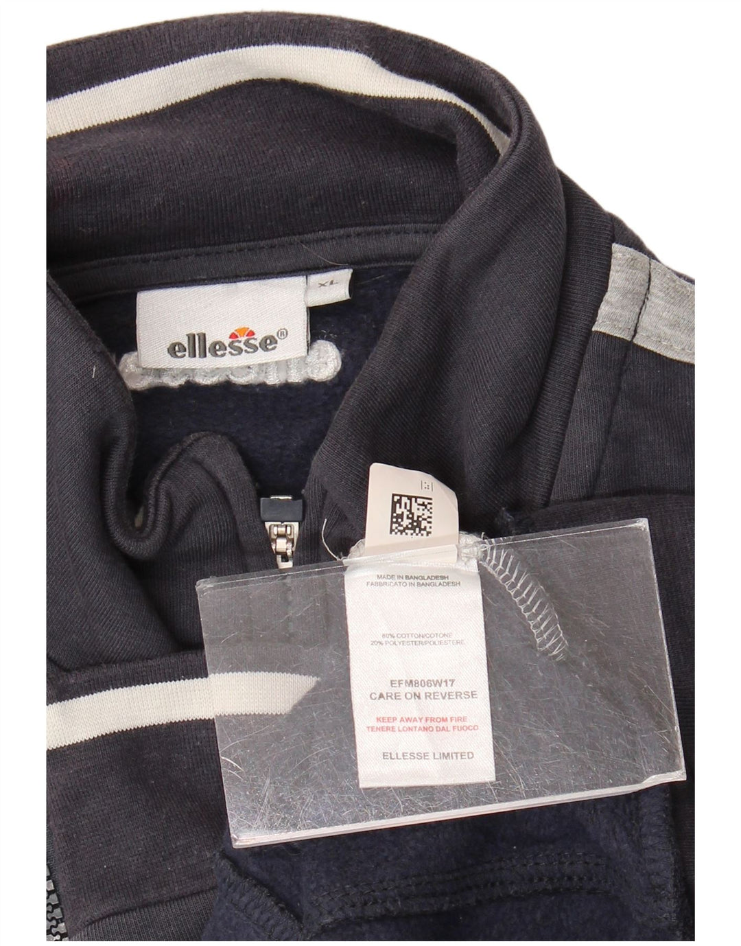 Ellesse Mens Graphic Tracksuit Top Jacket XL Navy Blue Colourblock Cotton