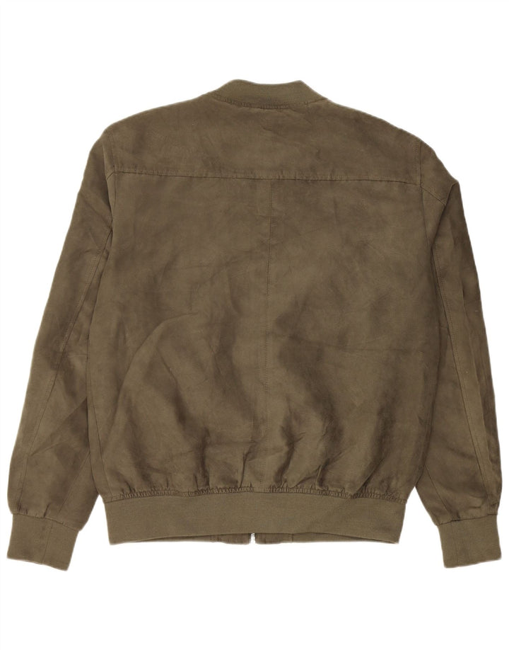 Jack & Jones Mens Bomber Jacket UK 40 Large Khaki Polyester