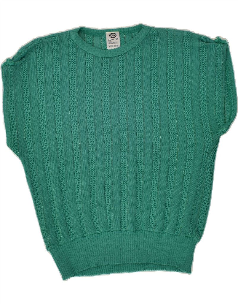 C&A Womens Sleeveless Crew Neck Jumper Sweater IT 48/50 XL Green Acrylic | Vintage C&A | Thrift | Second-Hand C&A | Used Clothing | Messina Hembry 