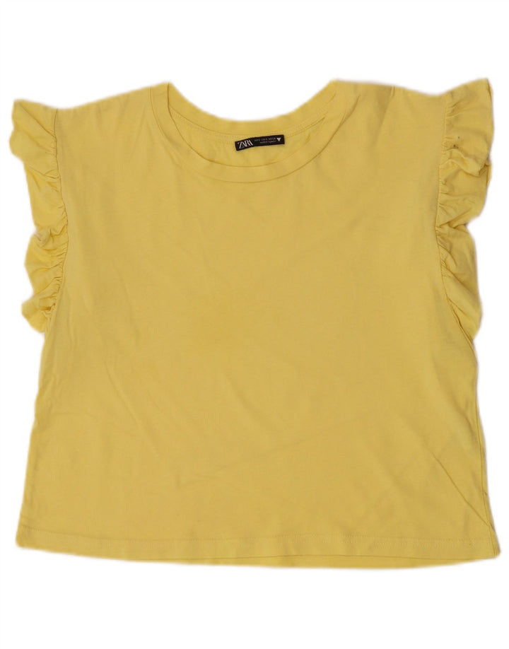 Zara Womens Vest Top UK 10 Small Yellow Cotton
