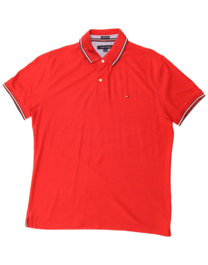 Tommy Hilfiger Mens Polo Shirt Large Red Cotton
