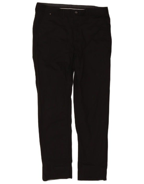 Zara Mens Straight Chino Trousers EU 42 Large W32 L29 Black Cotton