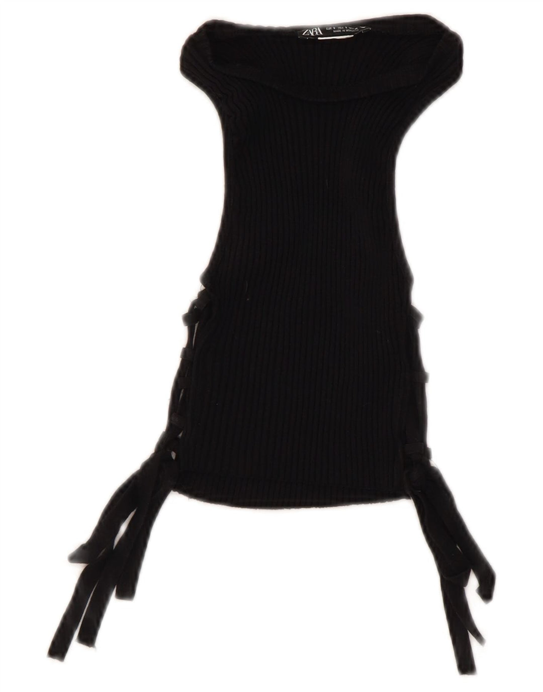 Zara Womens Crop Sleeveless Blouse Top UK 8 Small Black