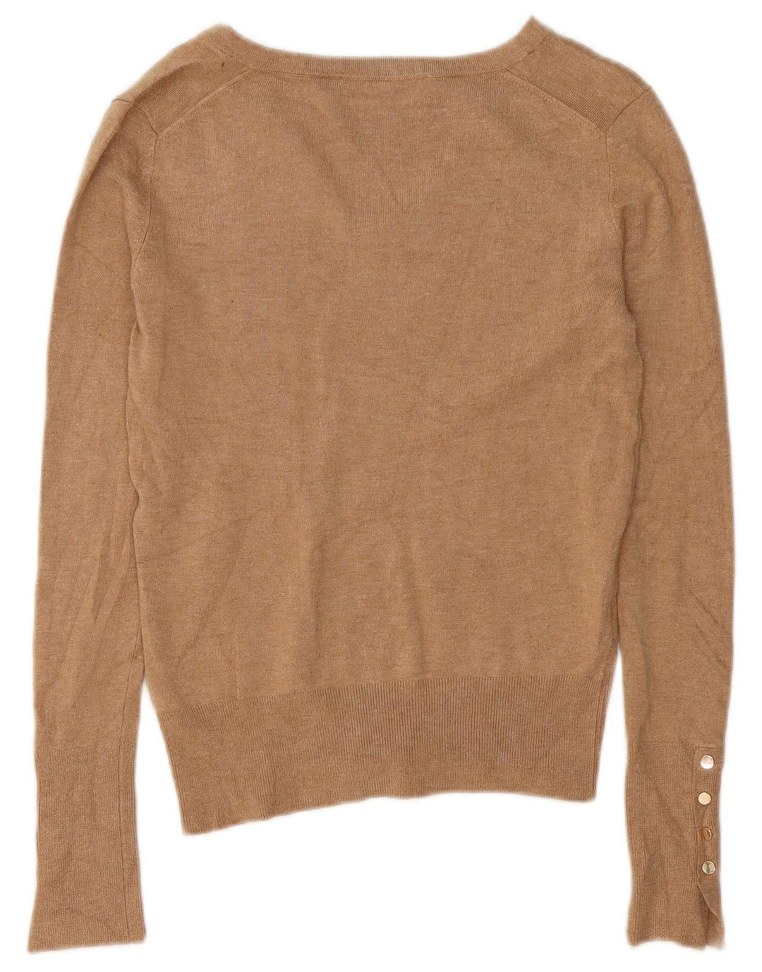 Zara Womens V-Neck Jumper Sweater UK 10 Small Brown Viscose