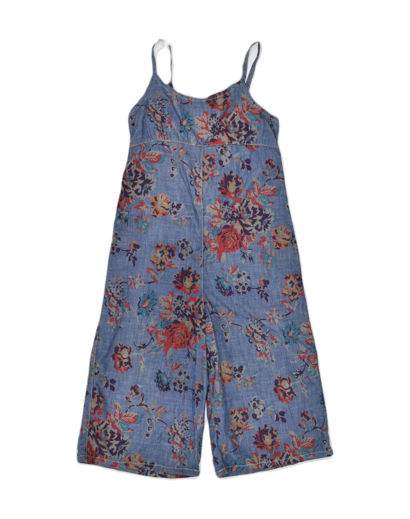 BENETTON Girls Jumpsuit 10-11 Years XL Blue Floral Cotton | Vintage | Thrift | Second-Hand | Used Clothing | Messina Hembry 