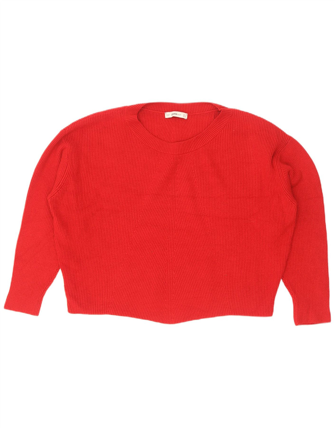 Zara Womens Oversized Crew Neck Jumper Sweater UK 10 Small Red Viscose