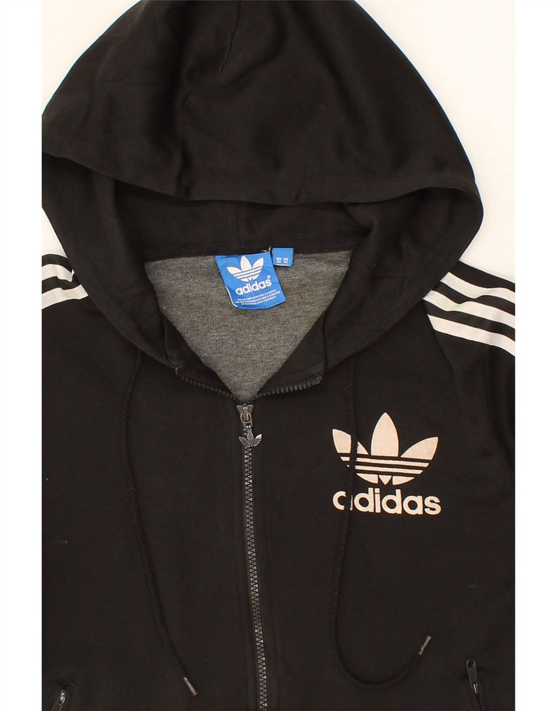 ADIDAS Mens Zip Hoodie Sweater XS Black Polyester Vintage Adidas and Second-Hand Adidas from Messina Hembry 
