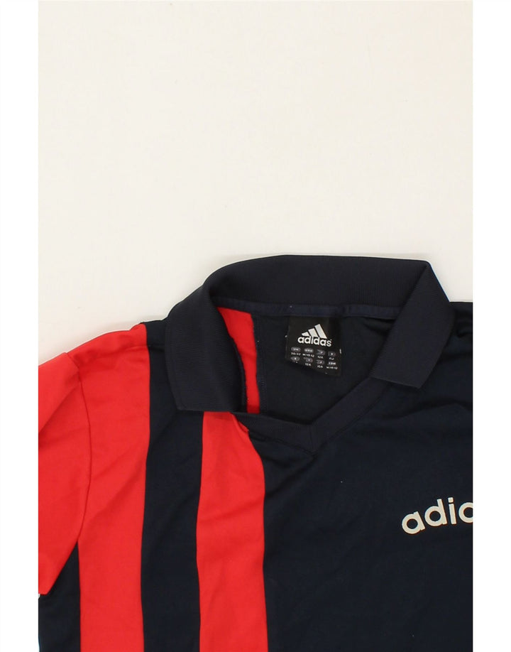 ADIDAS Boys Graphic Polo Shirt 11-12 Years Medium Red Colourblock Vintage Adidas and Second-Hand Adidas from Messina Hembry 
