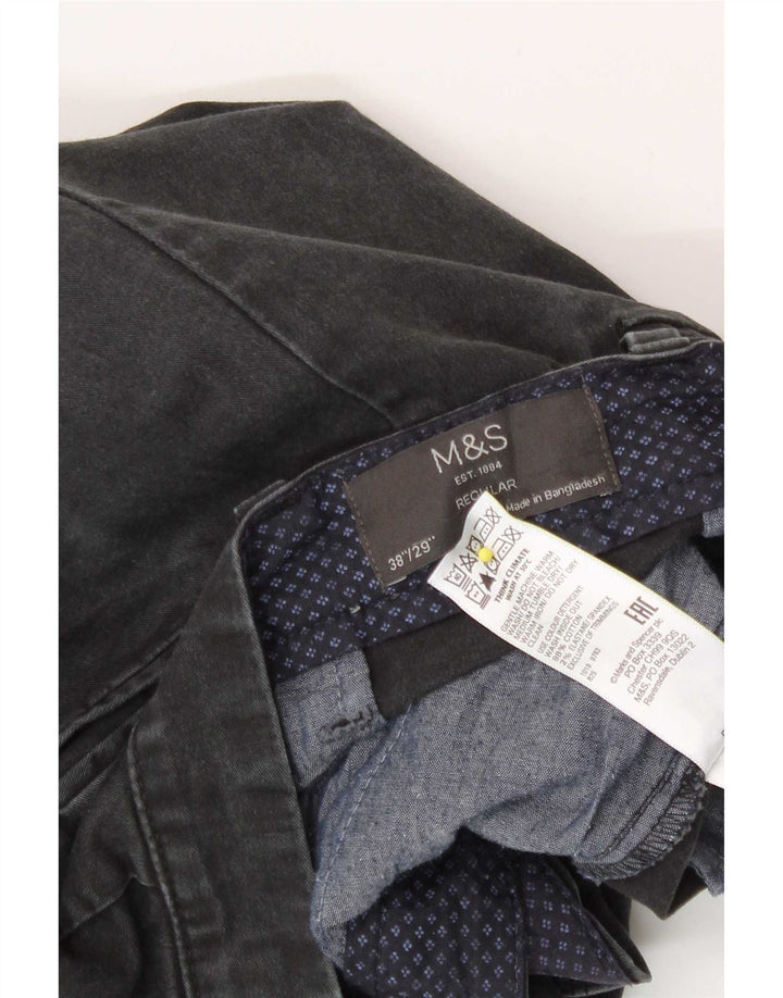 Marks & Spencer Mens Regular Fit Chino Trousers W38 L29 Grey Cotton