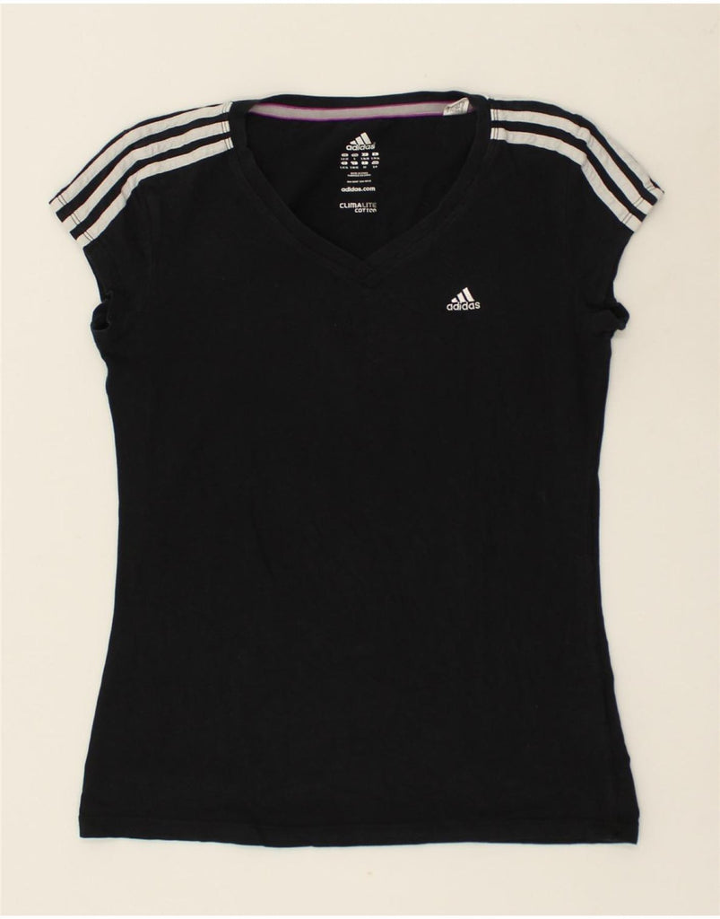 ADIDAS Womens Climalite T-Shirt Top UK 8 /10 Small Black Cotton | Vintage Adidas | Thrift | Second-Hand Adidas | Used Clothing | Messina Hembry 