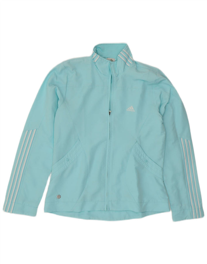 ADIDAS Womens Tracksuit Top Jacket UK 12 Medium Blue Polyester