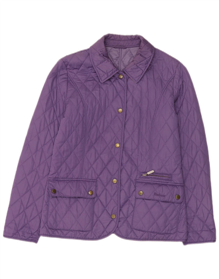 Barbour Womens Quilted Jacket UK 12 Medium Purple Polyester