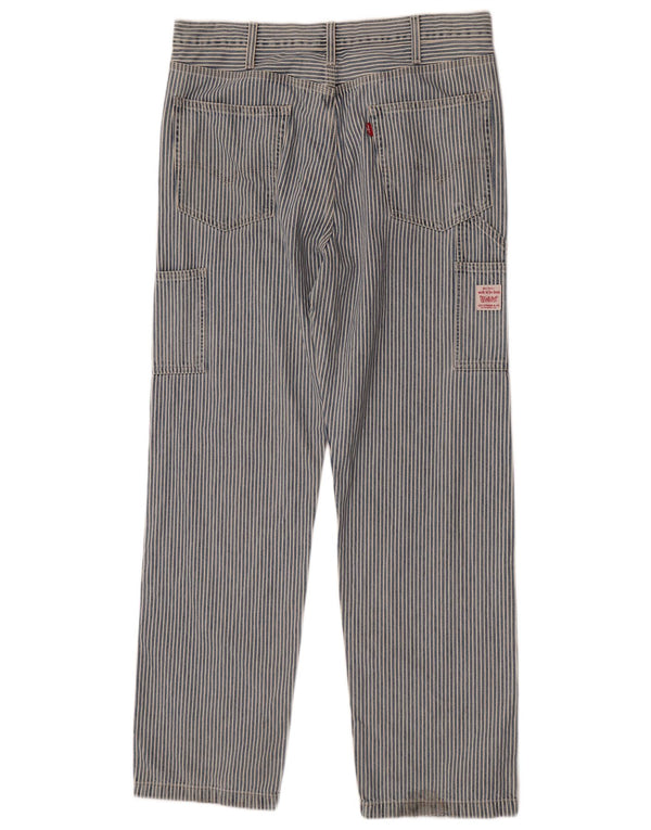 Levi's Mens Straight Casual Trousers W34 L34 Blue Striped Cotton