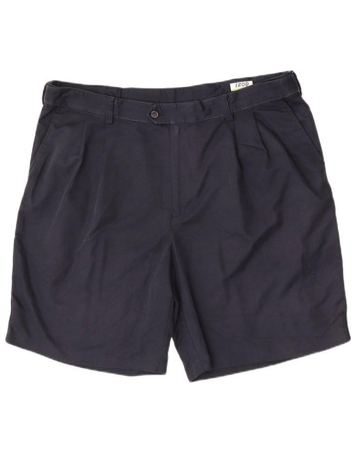 Izod Mens Chino Shorts W42 2XL Navy Blue Polyester