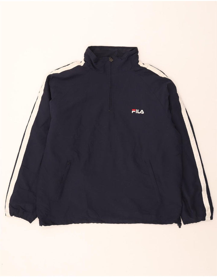 FILA Mens Pullover Tracksuit Top Jacket Medium Navy Blue Colourblock